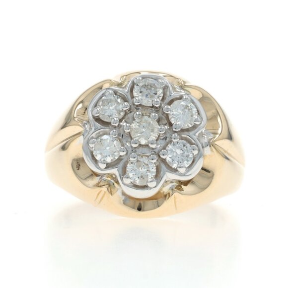 Yellow Gold Diamond Men's Ring - 14k Round Brilliant 1.10ctw
